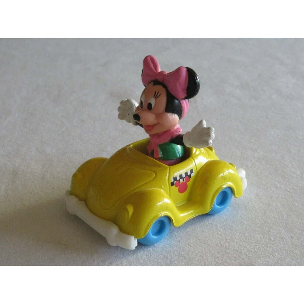 Vintage Disney Mickey Mouse Arco Yellow Die Cast Car W/ Minnie instead of Mickey